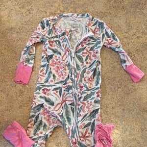 Posh Peanut Kids One Piece - Pink and Green Floral
